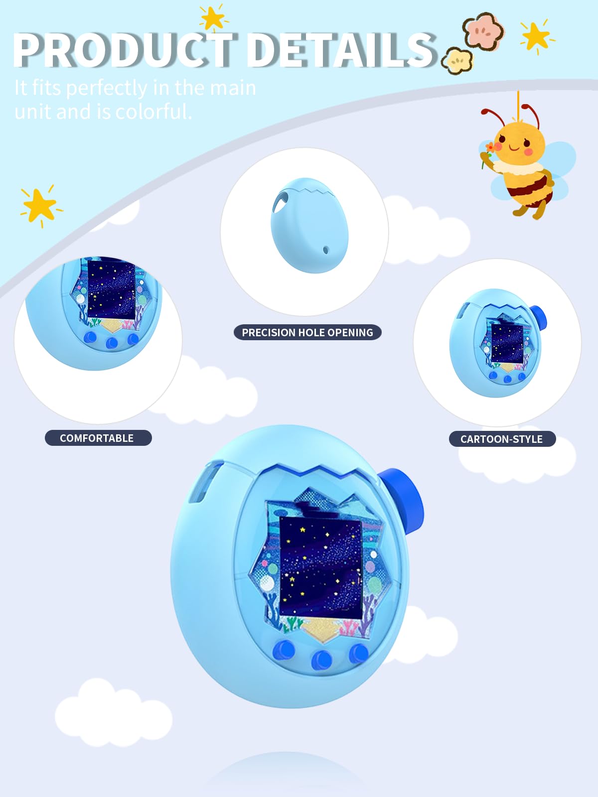 Case for Tamagotchi Paradise yystao Soft Silicone Protective Cover With Lanyard and TPU Screen Protector, Dustproof - Image 3