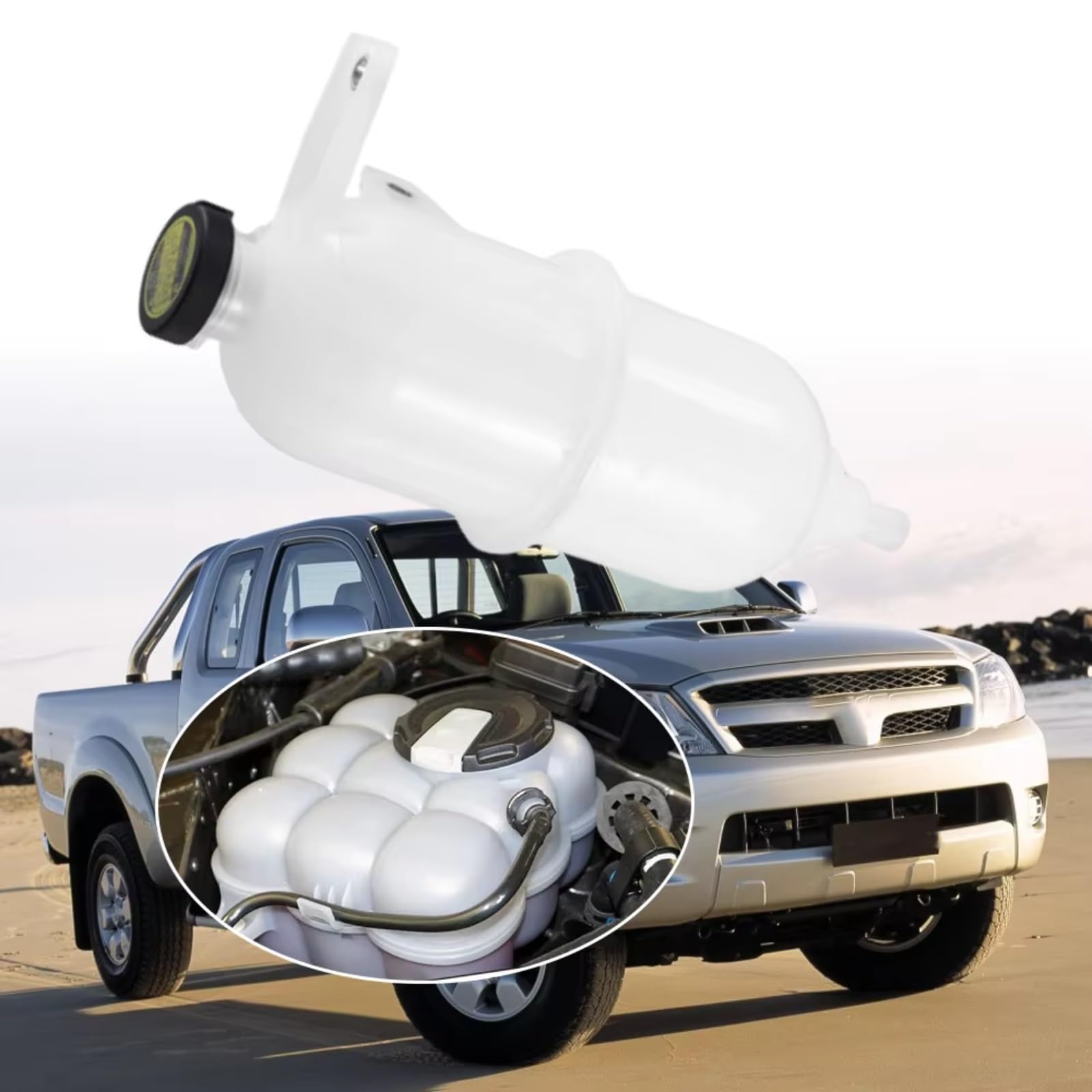 Tanque de Agua Auxiliar para Toyota Hilux Vigo 2005 2006 2007 2008 2009 2010 2011 2012 2013 2014 Depósito de refrigerante del radiador con Tapa