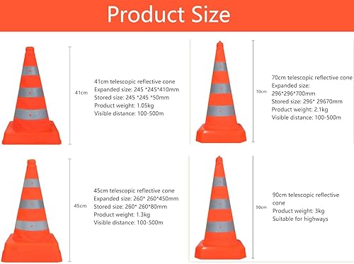 Miniatura 2 de Conos de tráfico plegables, conos de seguridad para estacionamiento en carretera, conos de construcción, conos de construcción, tiras reflectantes