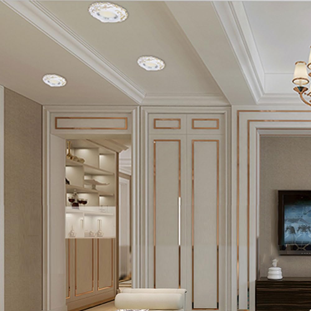 Paquetes De 12 Paquetes De Downlight Empotrado LED Blanco Regulable con Borde Deflector, 3CCT 3000K / 4000K / 6000K Ajustable, Lámpara De Techo De Estilo Europeo para Salas De Estar