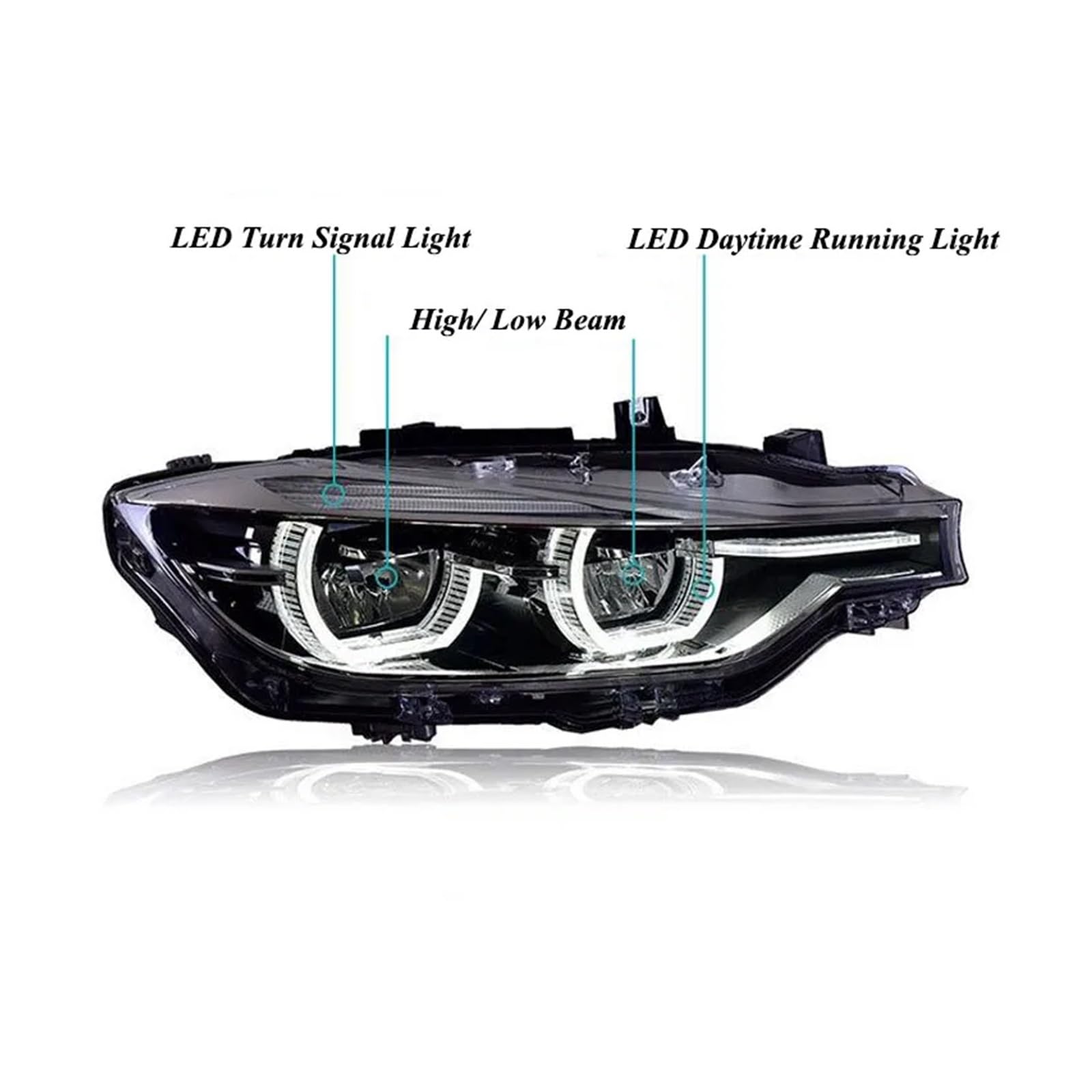 Fari Anteriori per BMW Serie 3 F30 F35 320i 328i 335i 2013-2018 Accessori Sostituzione Gruppo Ottico allo Xeno (Sostituzione)
