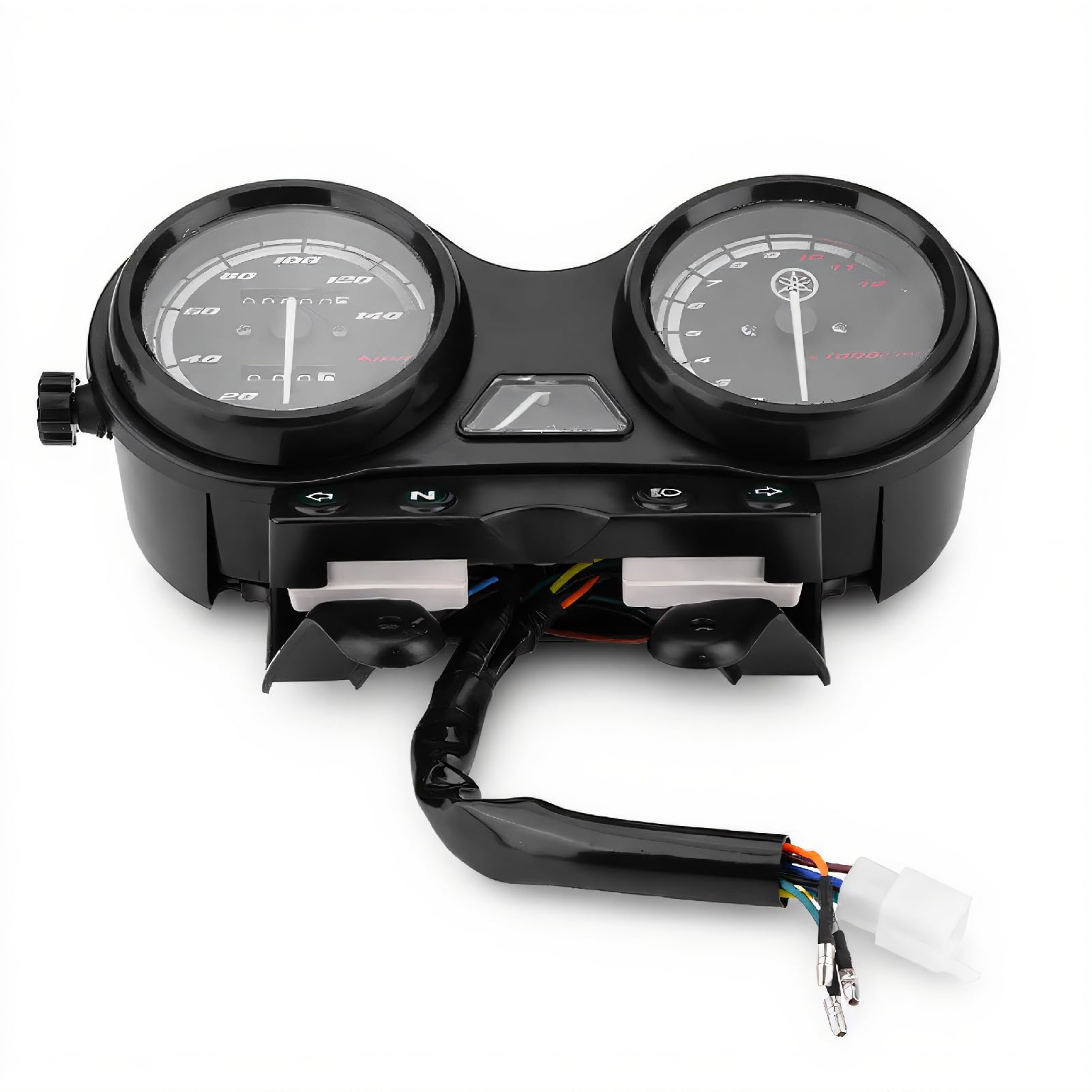 Velocímetro de 12000 RPM, Enchufe de 5 Pines + Velocímetro de Motocicleta Impermeable de 4 Cables, Negro Antideslumbrante para Yamaha YBR 125