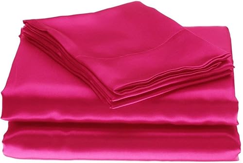 Miniatura 4 de Juego de sábanas de satén de seda 100 % pura, 6 piezas, sábana bajera de seda de 19 pulgadas de profundidad, juego de sábanas de seda y fundas de