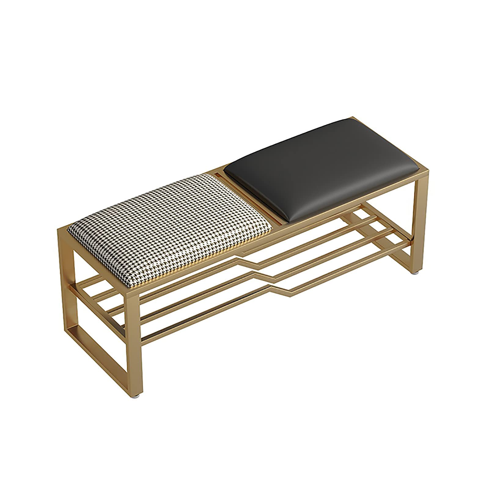 Banc à chaussures nordique en métal avec étagère de rangement pour entrée et salon