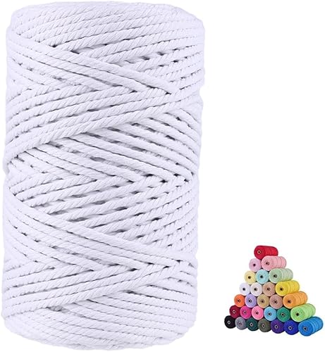 FLIPPED Cordón de macramé de algodón 100% natural, 0.197 in x 110 yardas, cuerda de macramé de algodón de colores para manualidades, tejer, colgar