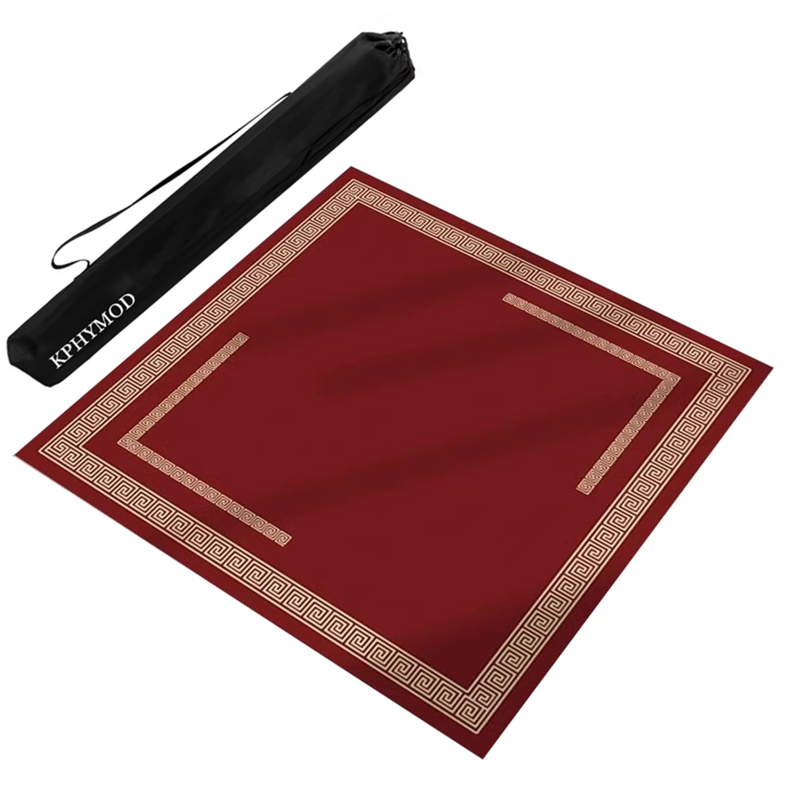 KPHYMOD Square Mahjong Mat With Carrying Bag, Anti Slip Noise Reduction Poker Home Party Game Table Cover(Red,27.56x27.56in)