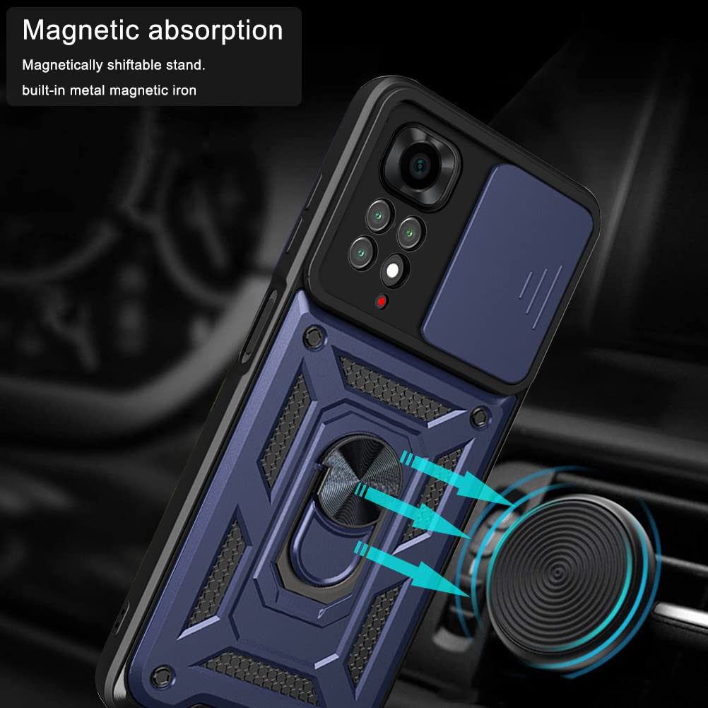 EASSGU Custodia per Armor per OnePlus 13 5G (6.82 Inches), Cover Rigida con Supporto ad Anello in Silicone per PC con Base Magnetica - Nero