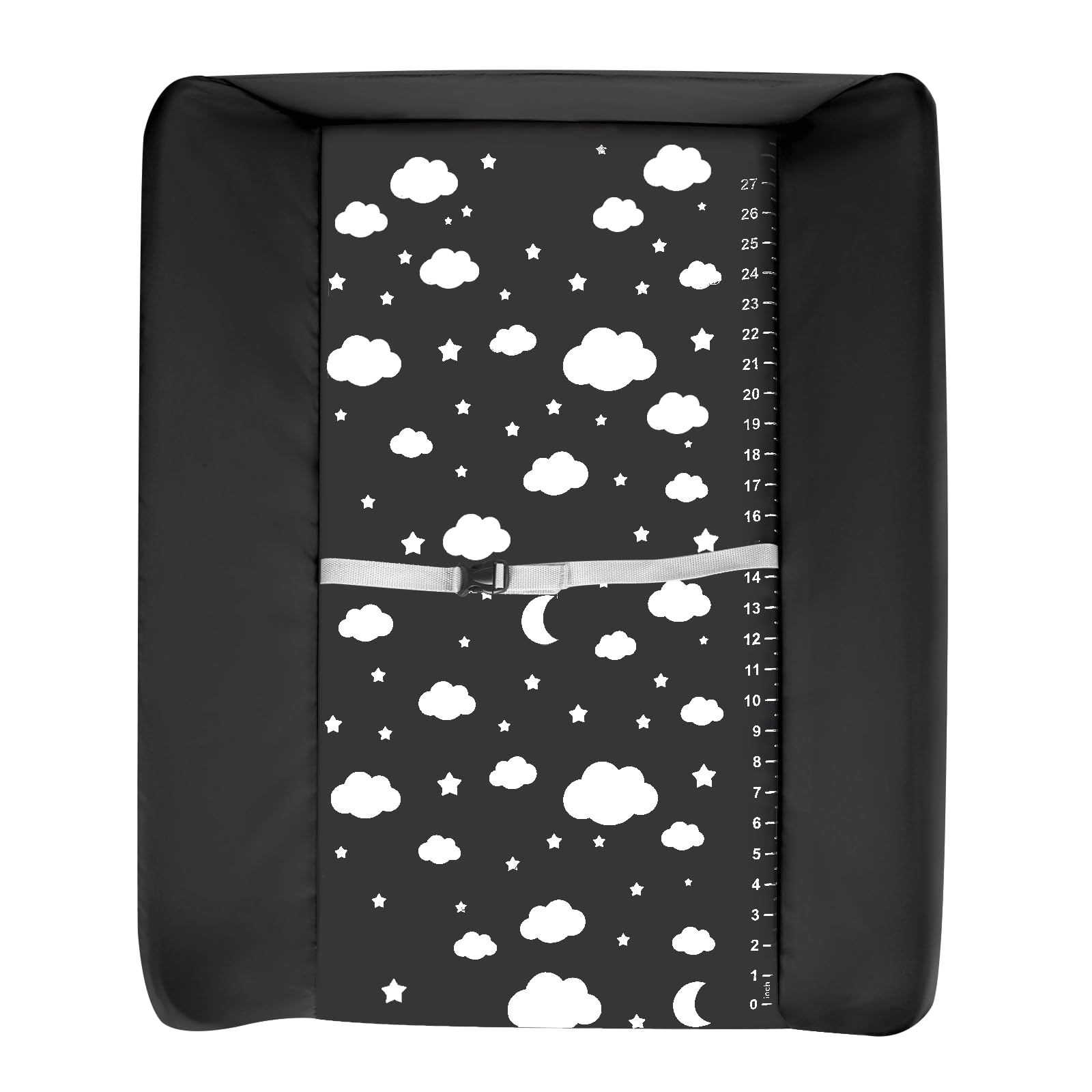 OHMG Baby Table à langer pliable, Table à langer avec roulettes, Table à langer mobile avec matelas à langer, Harnais de sécurité et étagères, Imperméable et réglable en hauteur, Stable