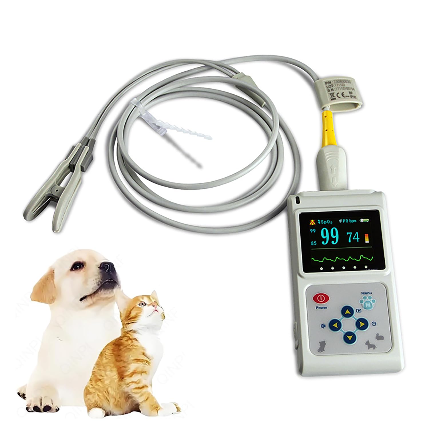 Oxímetro Veterinario portátil, Sensor SPO² para Oreja/Lengua, Monitor de frecuencia cardíaca para Animales, Pantalla de 1,8 Pulgadas, para Mascotas, Familia