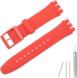 Replacement Silicone Band for Swatch 17mm 19mm 20mm, Waterproof Wristband Watch Strap for Swatch