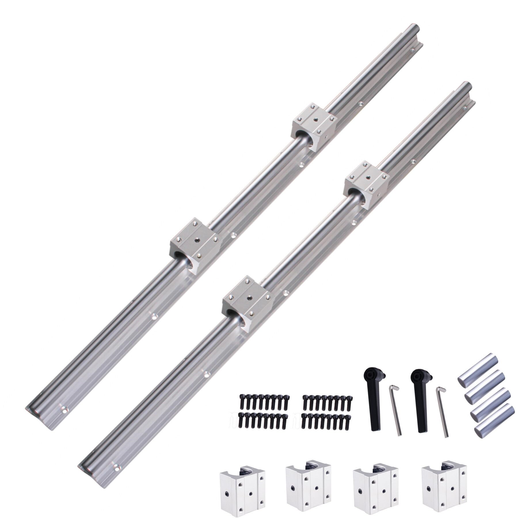 Kit Rail Guidage Linéaire SBR20 600mm - 2 Rails + 4 Blocs Roulement Pour Imprimante 3D CNC