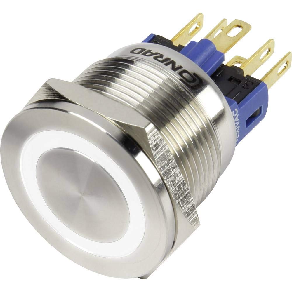 TRU Components LAS2GQPF-11E/B/12V/S/P – Vandalensicherer Drucktaster, 48V/DC 2A, 1x Aus/(Ein) Tastend, Blau