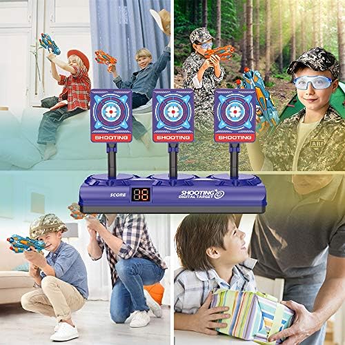 Yostyle Electric Target for Nerf Guns, 3-in-1 Auto Scoring Target Shooting Game Set, 2 Pack Kids Toy Guns for Boys Girls Indoor Outdoor, Cool Birthday Xmas Gift for Kids Teens 6-12