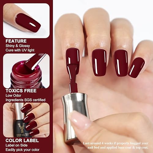 Miniatura 3 de YOKE FELLOW Juego de 12 esmaltes de uñas en gel semipermanentes, con luz UV LED, color rojo, nude, semipermanente, 0.17 onzas líquidas (B1)