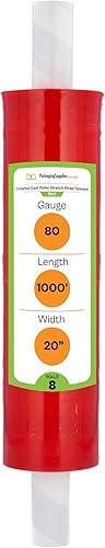 Vista 18 de PSBM - Rollo de película elástica roja con asas de núcleo extendido, 1 paquete, 20 pulgadas x 1000 pies, calibre 80, rollos de película elástica a