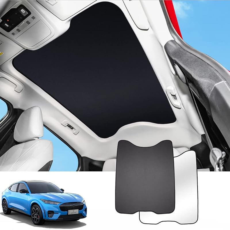 Protetor solar dobrável para teto de vidro Blazeray Ford Mustang Mach-E 2021 a 2025 – Preto, 1 unidade