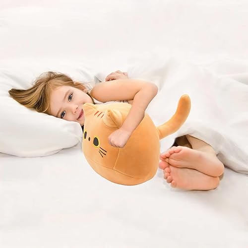 Miniatura 3 de YOMOTREE Almohada de peluche de gato, almohada de felpa suave, juguete de peluche de gato negro, regalos para niños y niñas (amarillo 7.9 in7.8