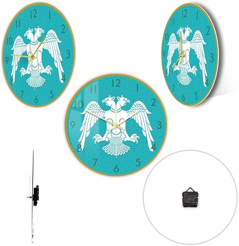 Miniatura 4 de The Geeky Days Reloj de pared de cuarzo silencioso de 12 pulgadas, selyúcida con diseño de águila de doble cabeza, diseño de impresión acrílica,