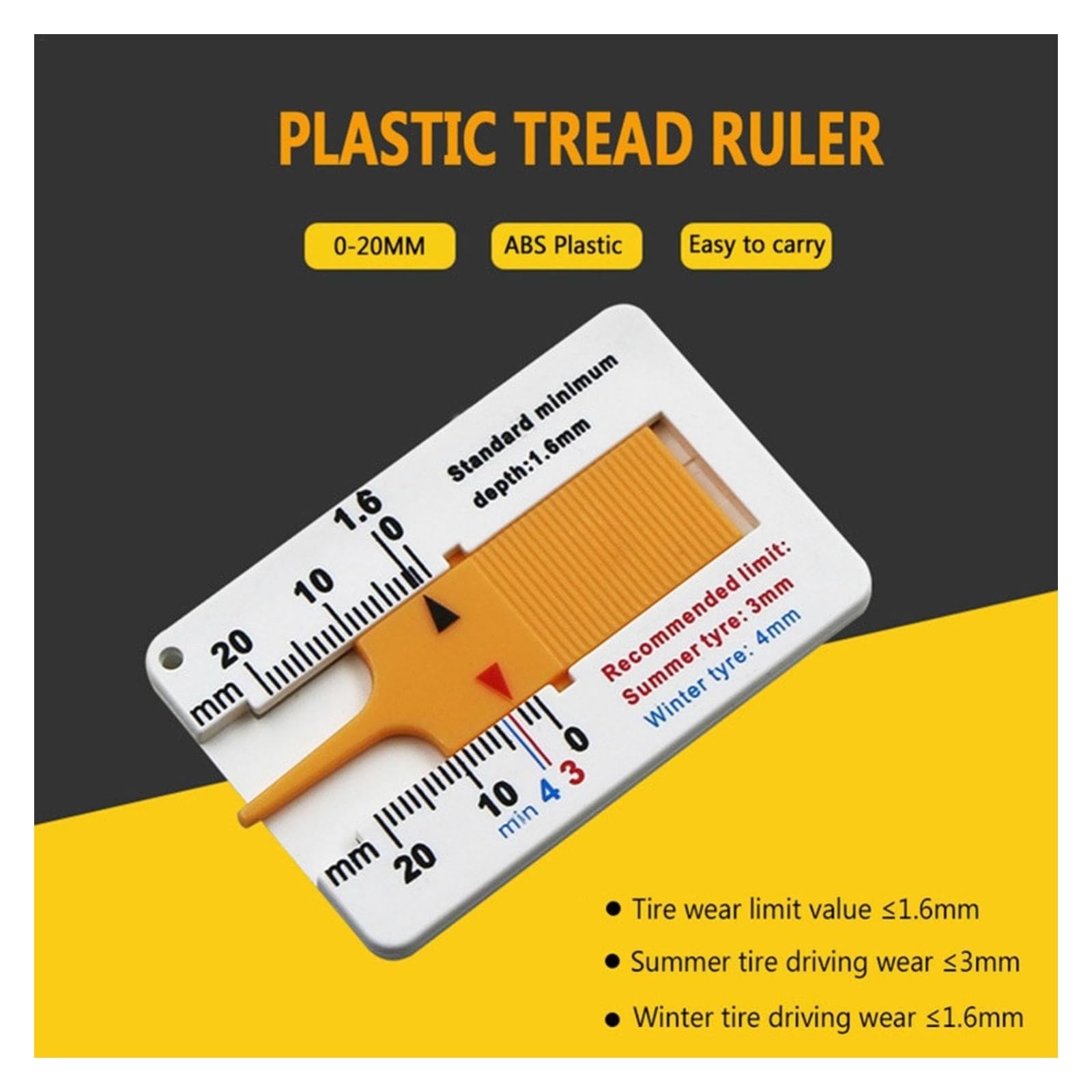 Digitaler Reifenprofiltiefenmesser Reifenprofiltiefenmesser 0–20 mm, praktisches Messwerkzeug, tragbarer Tester für Auto, Auto, Motorrad, Fahrrad, Fahrzeug für Autos, LKWs(Blue)