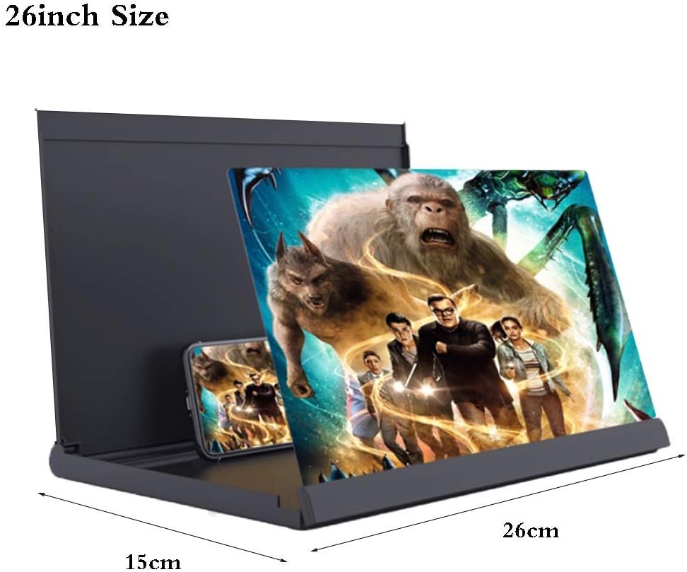 3D Foldable Phone Stand with Screen Amplifier Screen Magnifier for Cell Phone Cell Phone Projector Phone Screen Enlarger Compatible with All Smartphones (Color : Black-A Size : 20inch) (Black b)