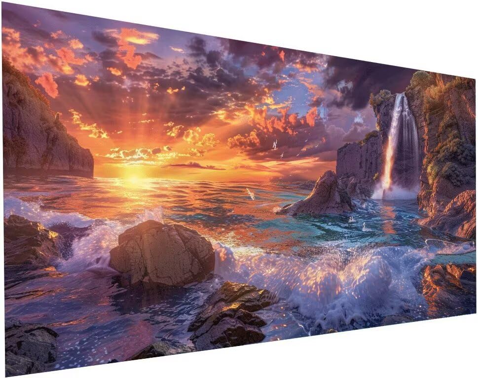 Diamond Painting Adulte XXL Paysage 50x100 cm | Broderie Diamant Océan