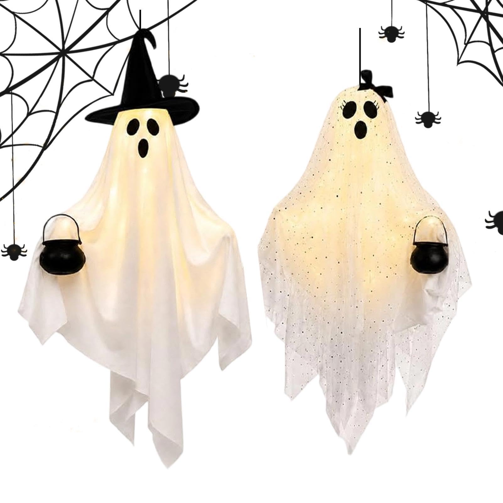 Ornamenti Fantasma Halloween da Esterno 2 Pezzi Decorazioni Luminose