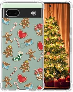 Clear Christmas Phone Case for Google Pixel 6a,Xmas Santa's Cookie Pattern Slim Fit Soft Protective Cute Cover Boys Girls Phone Case for Google Pixel 6a-Santa's Cookie