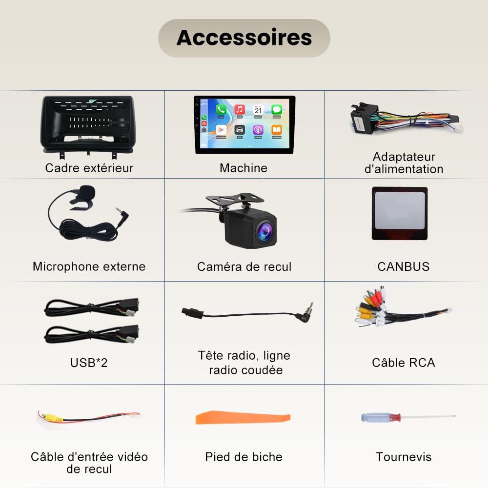 AWESAFE Autoradio pour Renault Clio III 2005-2014, 9 Pouces Écran Tactile HD, CarPlay & Android Auto sans Fil, Bluetooth, Caméra de recul, Commande au Volant, DSP, WiFi GPS
