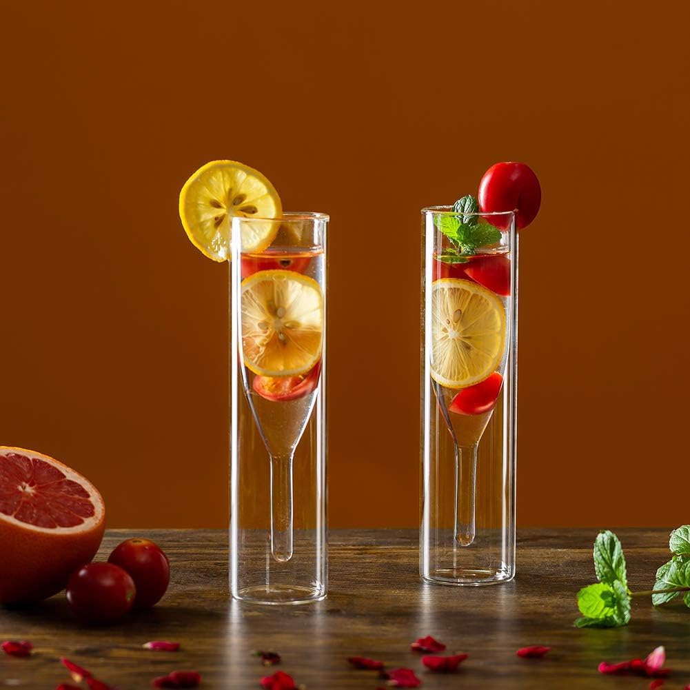Crystal Wine Glasses - Insulated Champagne Flutes (Set of 4) -3