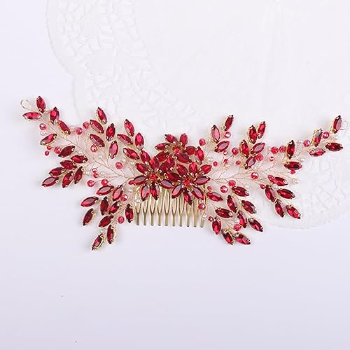 Peine de pelo de flores de cristal con diamantes de imitación azules para boda, tocado nupcial, tocado de boda para novia para mujeres y niñas (azul)