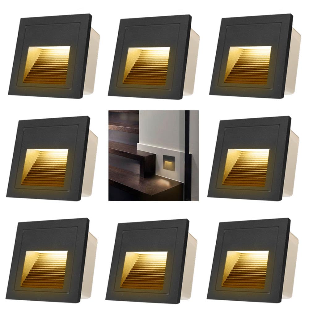 120V Indoor Outdoor Recessed Step Lights for Stair Warm White 8Pack