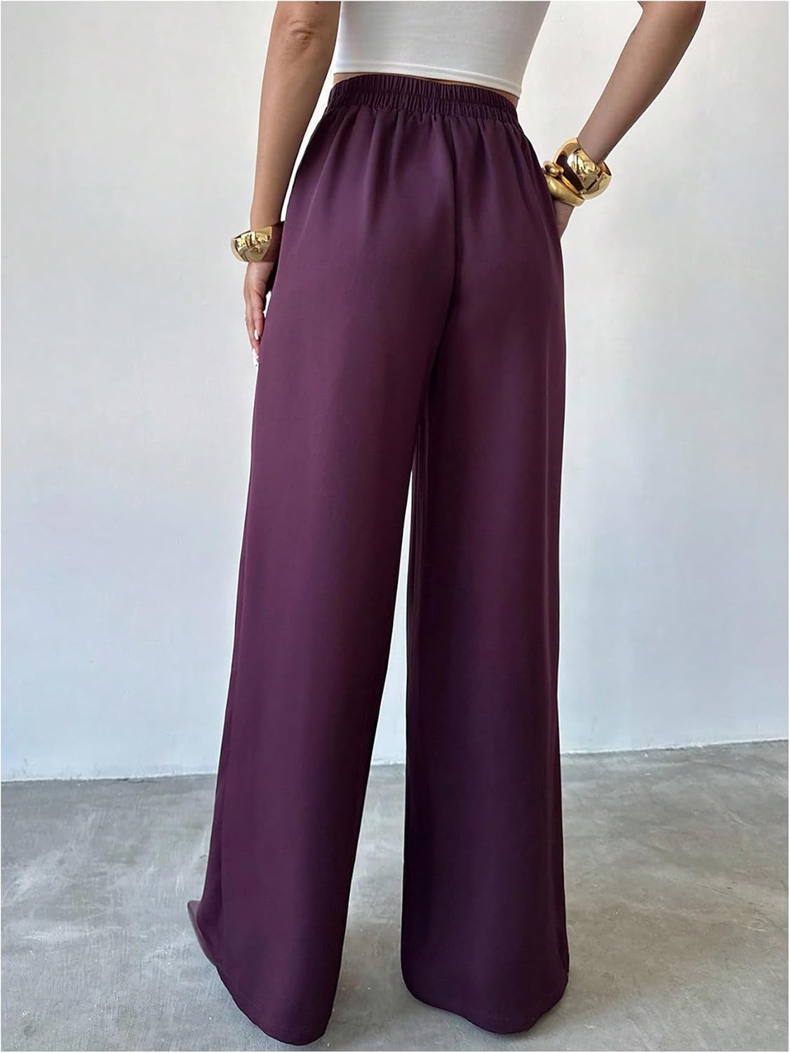 SHENHE Women's Wide Leg Dress Pants Pleated High Waisted Flowy Slacks Business Work Pants