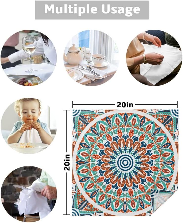 Ethnic Pattern Retro Table Napkins Cloth Set Soft Handkerchief Wedding Decoration Banquet Dinner(8pcs)