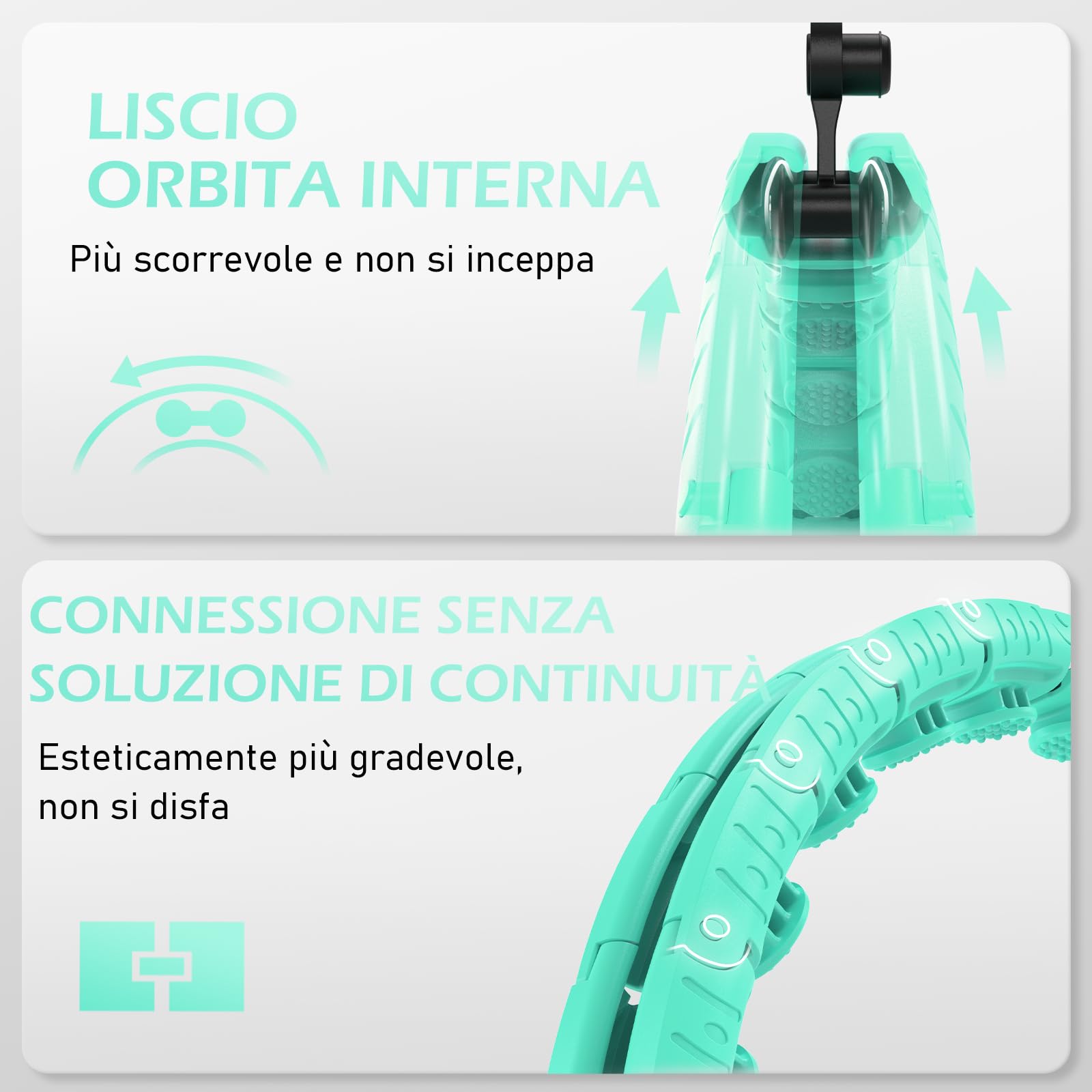 JLoibao Smart Hula Hoop Fitness Dimagrante 24 Collegamenti (132cm), Rimovibile, con Palla di Gravità Della Zampa del Gatto, Adatto per Dispositivi Sportivi Intelligenti da Donna