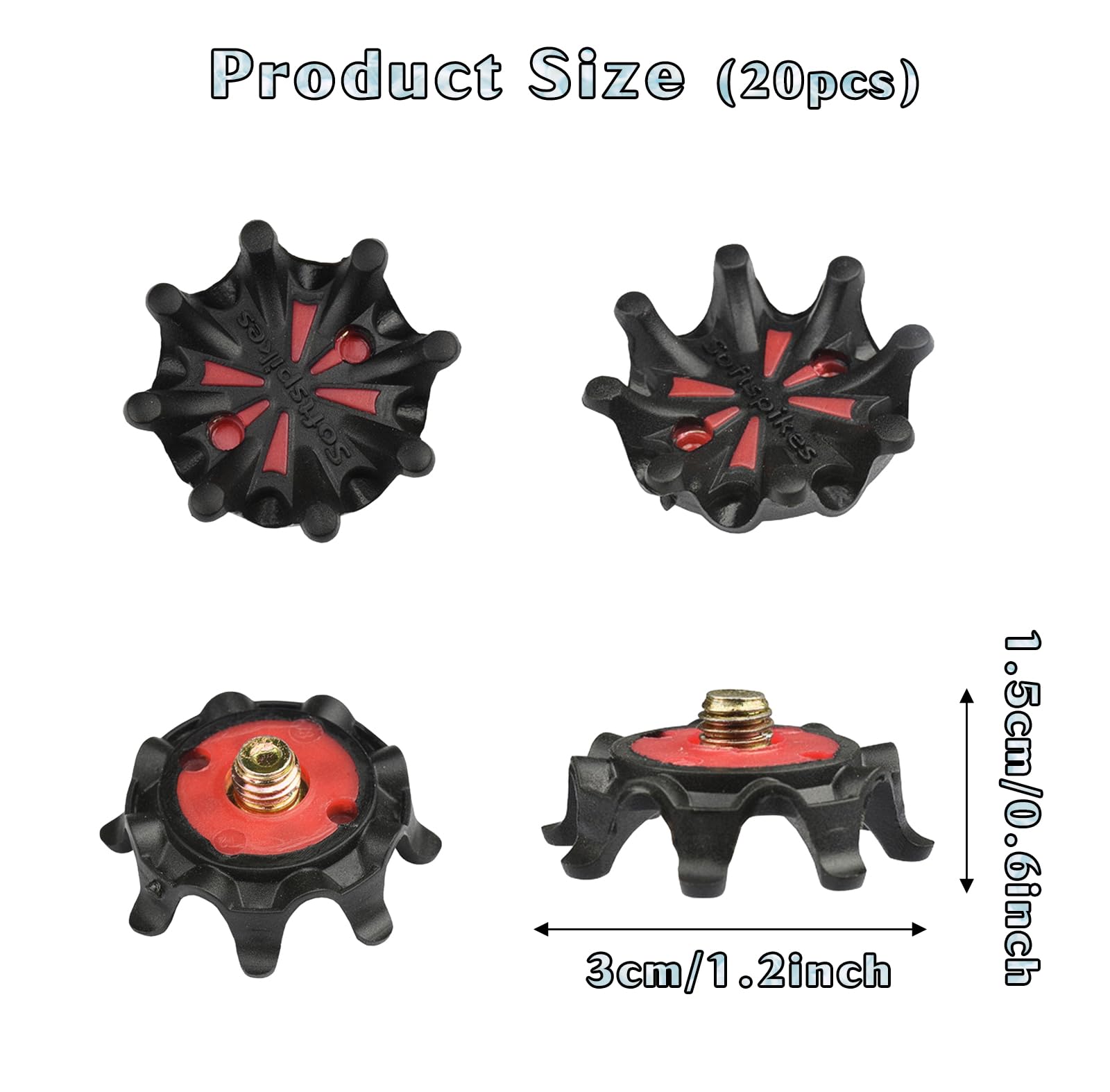 20 Piezas Tacos de Golf de Repuesto, Antideslizamiento Clavos de Zapatos de Golf, Picos en Zapatos de Golf Prácticos, Golf Shoe Spikes Replacements para Amantes del Golf, Fáciles de Instalar