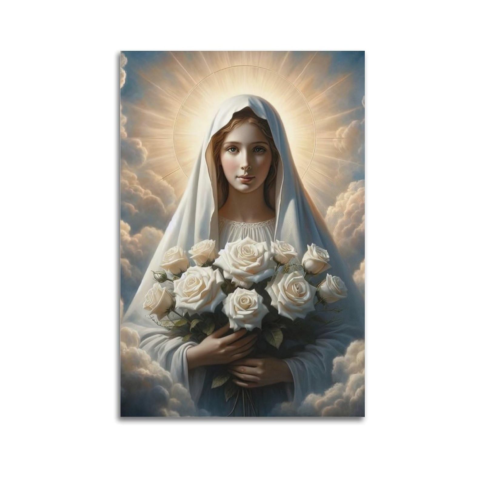 Lnsizh Unframe-Style Vintage Beautiful Religious Poster Madonna Angel Poster Decorative Painting Canvas Wall Posters And Art Picture Print Modern Family Bedroom Decor Posters 08X12inch(20X30cm)