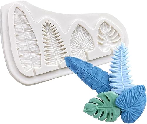 Miniatura 1 de Moldes de fondant de hojas de tortuga hawaiana, moldes de silicona de chocolate con hoja de plátano y hoja de palmera, moldes de resina de arcilla