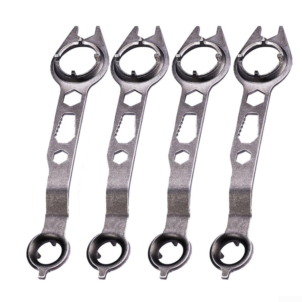 Juego de Llaves para Amoladora Angular de Acero de 65 Piezas (4 Piezas), Llave de Tues con Brida de 4 Garras, Herramienta Manual para un desmontaje eficiente, 200 x 40 mm, Gris