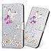 Produktbild Slim 3D Butterfly Bling Glitter Glitzer Diamond Musterg Ledertasche Slim Retro Bookstyle mit Standfunktion Karteneinschub Magnetverschluss Brieftasche Flip Wallet Hülle Schutzhülle für Huawei P20