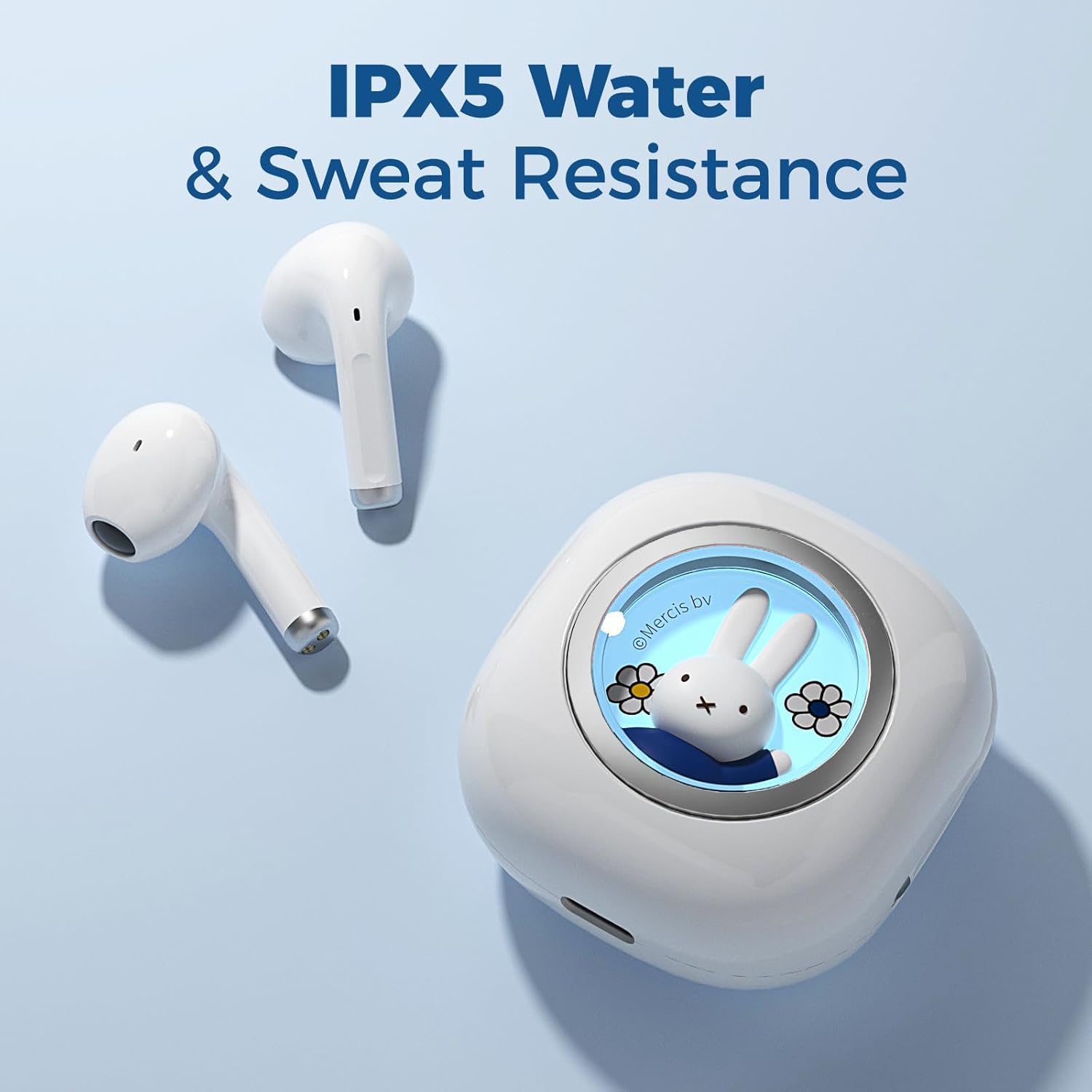 Miffy Bluetooth 5.3 Earbuds-Pro - IPX5 Waterproof, Touch Controls, 30H Playtime.(Blue)