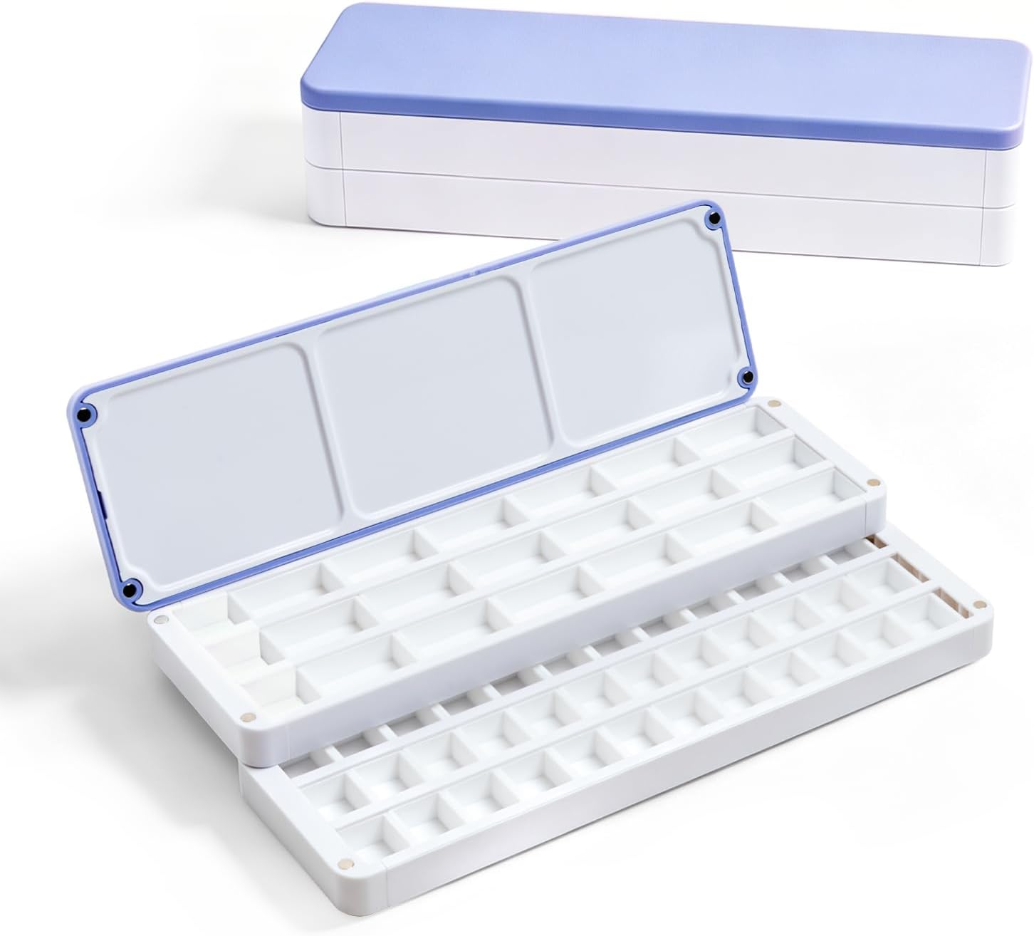 SEAMIART Stackable Empty Watercolor Palette Box with Lid Travel Paint Case