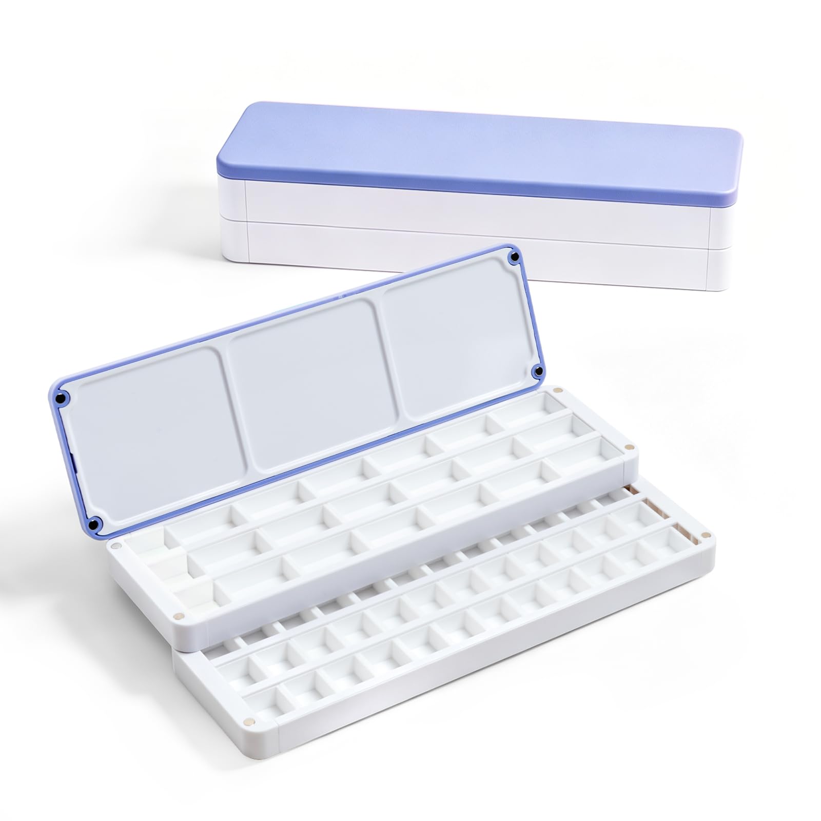 SEAMIART Stackable Empty Watercolor Palette Box with Lid Travel Paint Case
