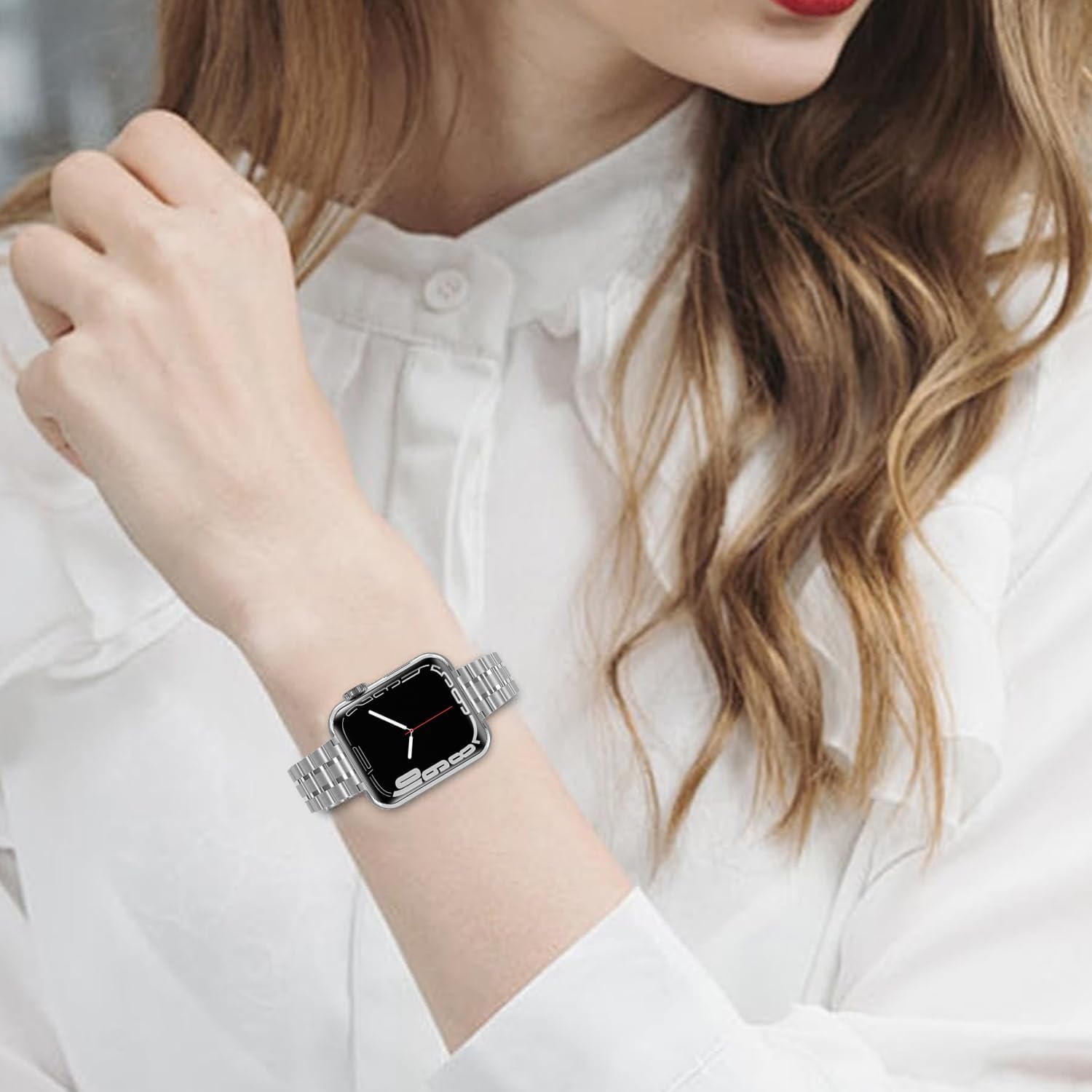 chuangshiji Compatible with Silver Apple Watch Band 38mm 40mm 41mm, Stainless Steel for Women iWatch Band Series 9/8/7/6/5/4/3/2/1/SE - Image 8