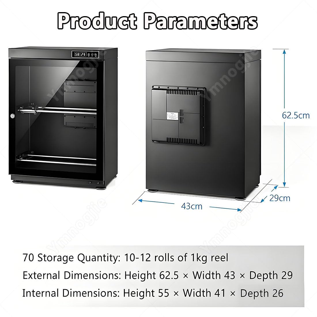 Caja Seca Filamentos,Contenedor Almacenamiento Barrera Humedad 70/115L,Armario Secado Filamentos 2 Niveles,Solución Antihumedad para Nailon Pla Petg Hogar Y Estudio TwoFloors