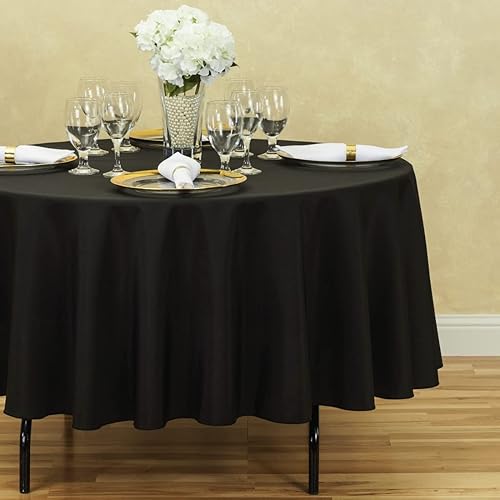 Miniatura 9 de LTC LINENS Mantel redondo rosa de 132 pulgadas, mantel grande para fiesta, resistente a las arrugas, lavable de tela de poliéster para bodas,