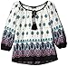 My Michelle Big Girls' Printed Peasant Top with Drawstring At Neckline