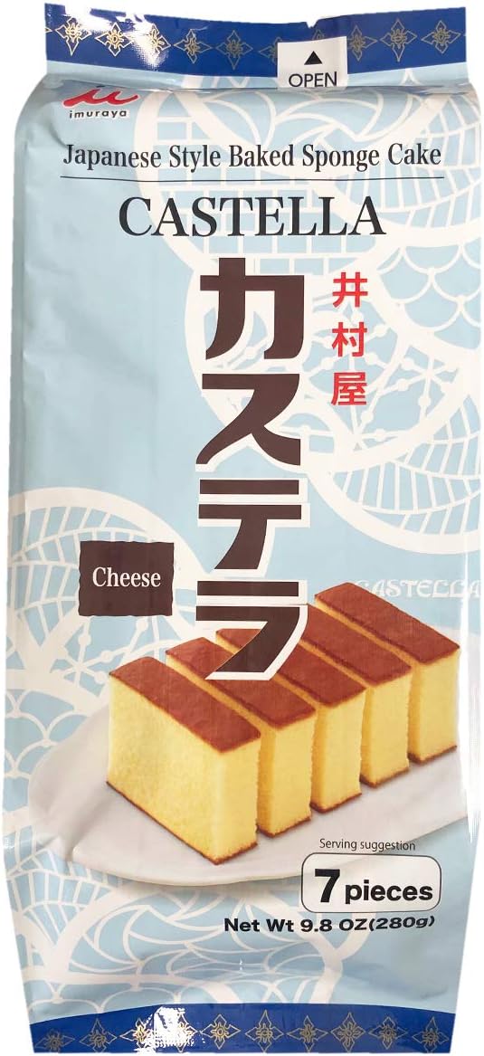 Imuraya Japanese Style Pre-Sliced Baked Sponge Pound Cake 9.8oz, 7 Pieces (Cheese)