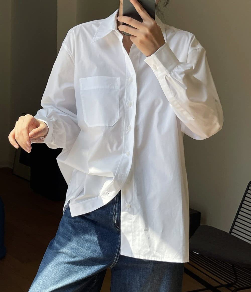 BROLEO Damen Oberteile,Damen-Leinenbluse Mit Tasche, Übergroße Sommerbluse Mit Langen Ärmeln, V-Ausschnitt, Elegante Bluse, T-Shirt-Jacke, Lockere Bluse, Tunika, Sweatshirt-Oberteile Für Damen