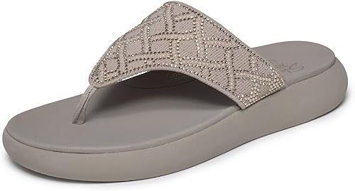 Skechers Asana Sandales Plates de Luxe pour Femme, Taupe, Pointure 38