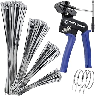 Goethe Garden WCT322 Stainless Steel Cable Tie Gun for Fastening and Cutting up to 12mm Width Cable Ties,4 Size For Multi-purpose Cable Ties, Suitable For Fixing Fences, Pipes, Etc. Outdoor.